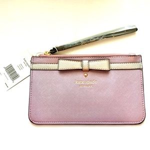 NWT | kate spade | Slim Wristlet With Metallic Bow Detail